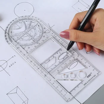 Инструмент за измерване на геометрични рисуване за ученици, Офис архитектура, измервателна линийка за чертане, ученически пособия Kawaii