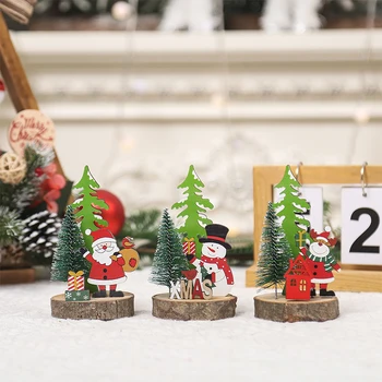 Коледна елха, украса за вашия работен плот на Дядо Коледа, wooden коледен орнамент във формата на снежен човек, подаръци за нова година парти 2023 година