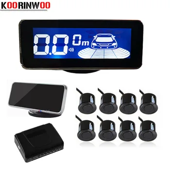 Koorinwoo LCD дисплей Парктроник с Датчици за Паркиране на Кола, 8 Радари Сонди Звукова Сигнализация Автомобилен Детектор за Паркиране Parkmaster Заден Ход