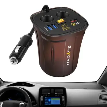 Зарядно за кола с чаша, мощни многопортовые автомобилни адаптори за зареждане, стабилна поставка за чаши, автомобилен инвертор, Мултифункционален адаптер за зарядно устройство, USB