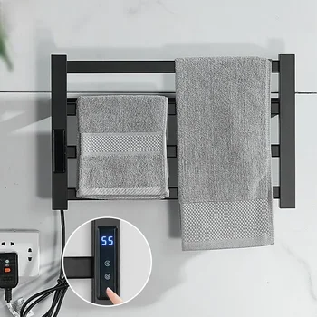 Черно-бяла Електрическа Закачалка за кърпи с цифров дисплей, термостатическая, Баня 58СМ * 30СМ
