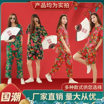 Нова дамски дрехи Northeast big flower костюм ретро мода тенденция на облекло