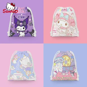 Sanrio 5шт Чанта за съхранение на канцеларски материали Kawaii Hello Kitty Kuromi Карикатура Малка чанта Студентски чанта за съхранение на всички всячины Подарък на Едро
