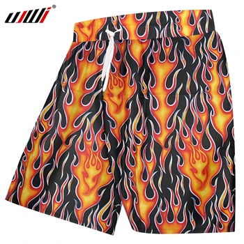 UJWI/ Нови мъжки къси панталони Black Flame, Модни Интересни Летни Шорти с 3D Принтом Цялото тяло, Градинска облекло в стил Харадзюку, Директна доставка, 5XL