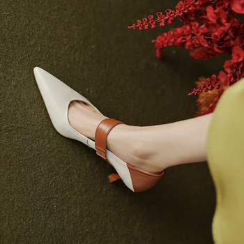 2023 г., Новата Пролетно Дамски обувки, Дамски обувки-лодка с остри пръсти на тънък ток 7 см, Женски обувки-лодка в ретро стил на висок ток, Zapatos De Mujer