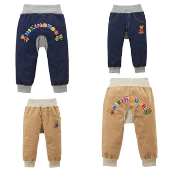 Панталони за момчета Miki Есен-зима, нови спортни панталони с анимационни мечка за момичета, панталони с бродерия буквенного лого