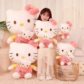 Възглавница с плюшено пълнител Hello Kitty, сладка плюшена играчка, Голям плюшен кукла на Hello Kitty, Подаръци за деца