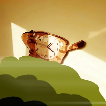 Потребителски творчески сладки автомобилни стенни часовници Miyazaki Jun cat аниме декоративни стенни часовници без звук оригинален стенен часовник chinchilla time clock