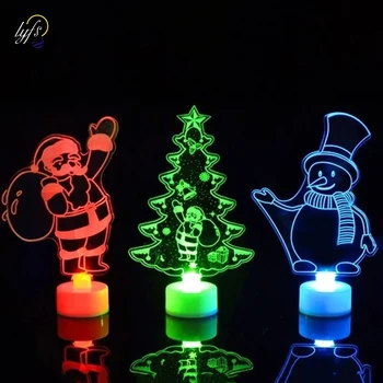 Коледна led цветни орнаменти във формата на нощни лампи, Дядо Коледа, Снежен човек, дърво коледна украса, подаръци за новогодишната партита