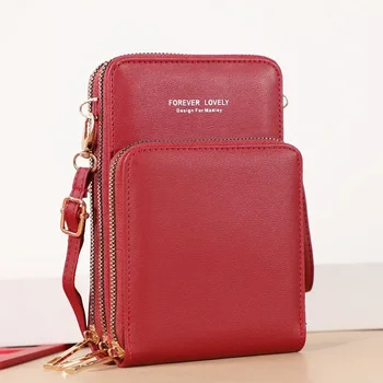 Мини чанта през рамо, женски многофункционални осезаеми джобове за мобилен телефон, портфейл за карти, женска малка чанта, дамска чанта-месинджър