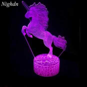 Nighdn 3D Еднорог Лампа Led лека нощ за Деца Нощна Лампа Иллюзионные Светлини Декор Birtdahy Коледен Подарък за Момичета Момчета