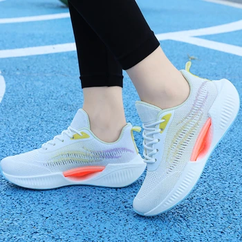 Есен нова дамски обувки на платформа с шнур, дишаща мрежа, женски тенис-женски огромни маратонки, градинска ежедневни обувки за ходене