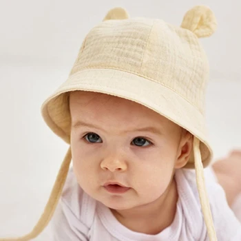Новата Пролетно-лятна Детска солнцезащитная шапка, улични плажни шапки с заячьими уши, панама, за момчета и момичета, Плажни панама Унисекс на 3-18 месеца