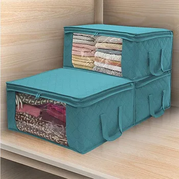 Кутия за съхранение на дрехи с голям капацитет, Сгъваеми завивки от нетъкан текстил, калъф-органайзер за дрехи с ципове, асортимент от Организаторите