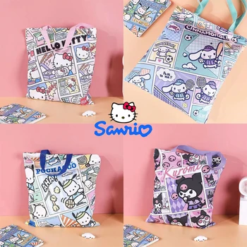 Sanrio Hello Kitty Красиви Чанти за Жени с Анимационни Принтом, по-Голямата Голям пазарска Чанта на Рамото, Ежедневни Чанти-Тоут, Чанта за Книги за Момичета