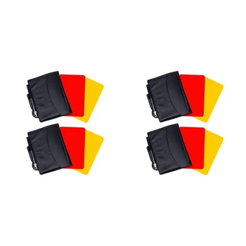 4 комплекта карти на футболен съдия, червени и жълти картона с предупреждение съдия, листове за броене на точки в портфейла, футболни аксесоари за моливи