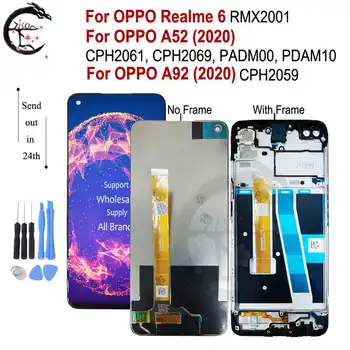 LCD дисплей С Рамка За OPPO Realme 6 A52 А92 2020 LCD RMX2001 CPH2069 Сензорен Екран Дигитайзер В събирането на Realme6 Display