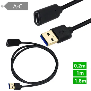 Позлатен кабел за предаване на данни Ttype-c със скорост 5 Gbit/s, женски кабел за предаване на данни 3.1 USB Revolution Type-C