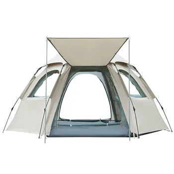 Автоматична палатка за нощуване на открито на 5-8 души, преносим Сгъваема сенника двойна дебелина, Водоустойчив Быстрораскрывающаяся Палатка, Плажен Парк