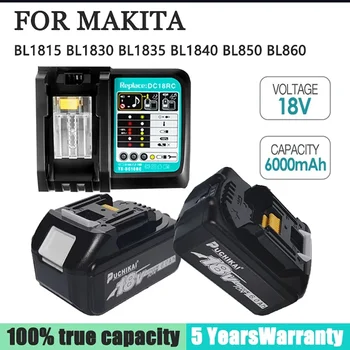 Makita 18V Батерия 6000mAh Батерия За електрически Инструменти с Led Литиево-йонна батерия Заместител на LXT BL1860B BL1860 BL1850 3A LED Зарядно Устройство