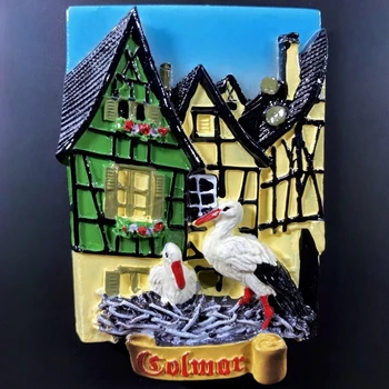 Комикс къща в Кольмаре, Франция Магнити за хладилник Туристически сувенир, Стикери за хладилник, Запомнящо декорация на дома
