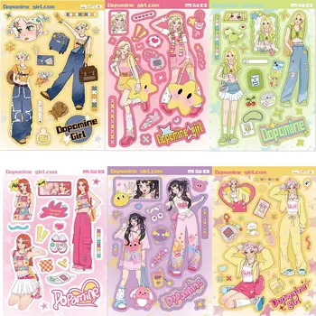 Декоративни стикери Girls Series Sticker 8 листа/лот Водоустойчиви стикери-колажи САМ Toy Guka за лаптоп