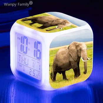 Слон, което променя цвета си, Преносими настолни часовници, спалня за студенти, сензорен таймер за събуждане, подаръци за момчета и момичета Elephant Despertador