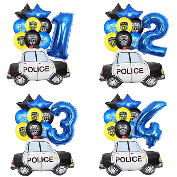 В набор от полицаи балони са включени латексови балони за парти в чест на раждането на звезди и стаи с балон в полицейска теми