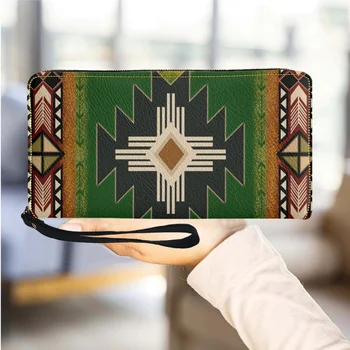 Жена портфейл Tribal от изкуствена кожа, чантата за дамите, ежедневни портмоне с цип, дълъг държач за карти, подарък за парти, клатч, нови Billeteras