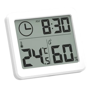 Мултифункционален Термометър, Влагомер Автоматичен Електронен Монитор на Температурата И Влажността Часовници с Голям LCD екран 3.2 инча