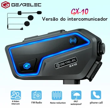 GEARELEC GX10 Bluetooth Интерком мотоциклет шлем Bluetooth слушалка за 10 Състезатели intercomunicador Moto Interphone Слушалки