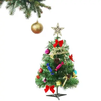 Изкуствена Коледна елха малка бор с подсветка, работеща на батерии, Малка коледна елха с подсветка, 50 см /19,68 инча, Коледа