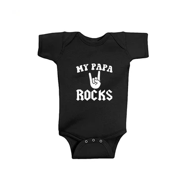 Детско боди My PAPA Rock от памук с къс ръкав за новородените момичета и момчета, Забавни летни дрехи за бебета 0-24 м