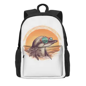 Раница Dolphin Sunset Animals Със слънчеви очила, ежедневни раници, младежки дизайнерски Меки ученически чанти, раница Kawaii
