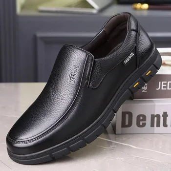Мъжки обувки за Есен бизнес официалната облекло за британския стил и мъжка черна кожена обувки, мъжки костюм с мека подметка, за най-добър мъжки обувки