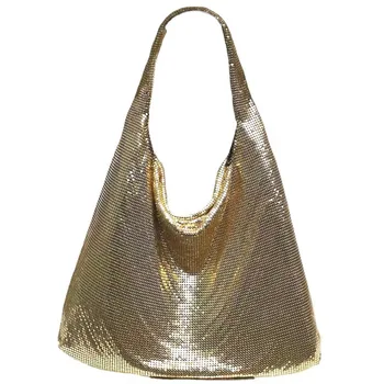 Модни Метални Портмонета и чанти, Луксозни Чанти за Жени 2022 Нови Луксозни Чанти Цвят: Златист, Сребрист