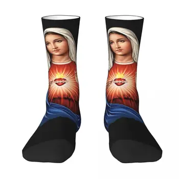 Чорапи на Дева Мария, на новост, чорапи с непорочным сърце, Унисекс, чорапи за скейтборд средно меки, зимни дизайнерски мини чорапи
