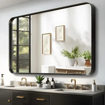 Модерно Огледало За Грим С Заоблени Ъгли Огледала За Баня 50x32 Инча Тоалетен Огледало За Баня Home Deco Безплатна Доставка