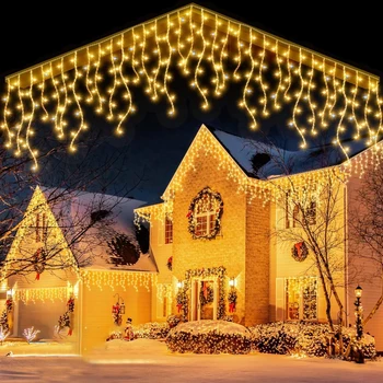 Коледна Гирлянда Нови Led Завеси На открито на 4 M (W) * 0,6 М. (В) Бяла Светкавица Страхотна Струнен Светлина на Звездното Небе LED сватбени декорации