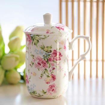 Чаши от костен порцелан EWAYS с капак, креативна керамична чаша за кафе с мляко, елегантен сватбен подарък