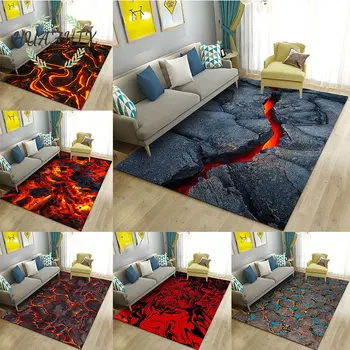 3D килим на вулкан, зона лавата и магмата, голям килим за хол, разтегателен диван в спалнята, нескользящий подложка за украса на килима, е детска игра