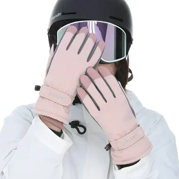 Дамски ски ръкавици, непромокаеми ръкавици за каране на сноуборд с докосване на екрана върху целия пръст, топли зимни велосипедни ръкавици за сняг на открито за студено време