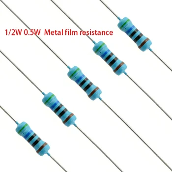 0,5 Вата 1/2 W метален филмът резистор 1% пятицветный околовръстен сила резистор 0,1 ~ 1 м 2 4,7 10R 47 100 220 360 И 470 1K 2,2 K 10K 22K 4,7 K 100Ko
