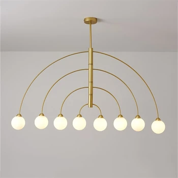 Модерен полилей със стъклена топка за всекидневната, въртяща се лампа, Полилеи, led осветление, черен / златен жезъл, окачен G9