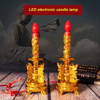 Свещници с Изображение на Дракон и Феникс, Укрепване на Имиджа на Буда, нова година Електрически Свещник с крушки