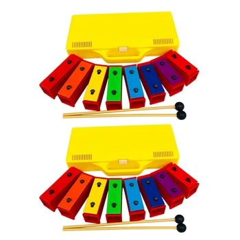 2 комплекта 8 Ноти, Хроматичен ксилофон, Глокеншпиль, Резонаторные камбанка с жълт корпус
