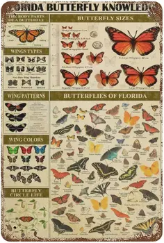 Старата Метална Лидице Знак Florida Butterfly Knowledge Подарък Фен на Животни в 