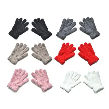 Зимни детски ръкавици без пръсти отвътре L5YF, Обикновена, Дебели, Меки, с пълни с пръсти