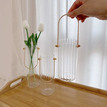 Креативна прозрачна преносима вертикална стъклена ваза, за растенията, Гидропонный терариум, художествено растение, гидропонная настолна ваза, стъклени изделия