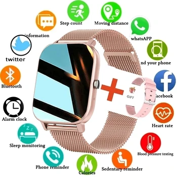 2024 Новите Смарт Часовници За Жени Пълен Сензорен Гривна За Android, IOS, GPS Фитнес Тракер, Уреди За Измерване на Кръвното Налягане Смартфон Smartwatch За Мъже + Кутия